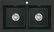 Zlewozmywaki - Zlew SystemCeram MERA TWIN NIGRA 87 (czarny mat) (50620187) - miniaturka - grafika 1