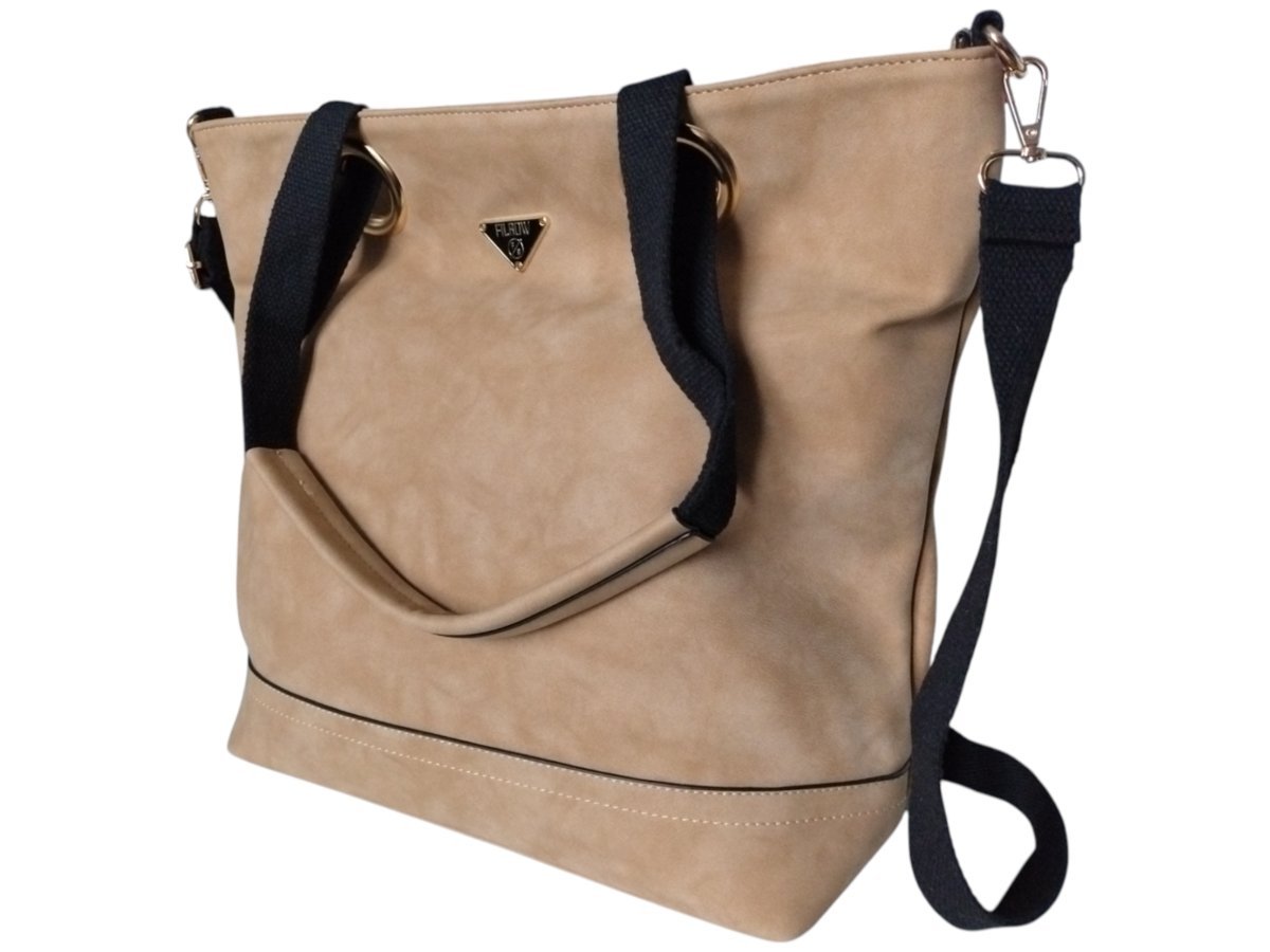 Torebka Damska Shopper Z Przegrodą Duża Brązowa Praktyczna Torba Na Ramię