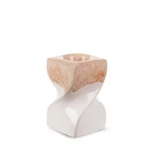 Nowoczesny świecznik ceramiczny RUBEN 8X8X12 beżowy x2 - Świeczniki - miniaturka - grafika 1