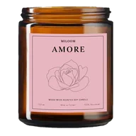 Świece - Miloom Świeca Sojowa Zapachowa Drewniany Knot Amore Wegańska 230ml - miniaturka - grafika 1