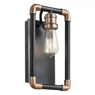 Elstead Lighting Kinkiet LAMPA ścienna IMAHN KL/IMAHN1 KICHLER industrialna OPRAWA metalowa mosiądz naturalny czarna - Lampy ścienne - miniaturka - grafika 1