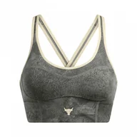 Bielizna sportowa damska - Biustonosz treningowy Under Armour Project Rock LG LL Infty Bra Pt - szary - miniaturka - grafika 1