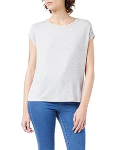 VERO MODA Damski T-shirt Vmava Plain Ss Top Ga Noos, szary (Light Grey Melange), M - Koszulki i topy damskie - miniaturka - grafika 1