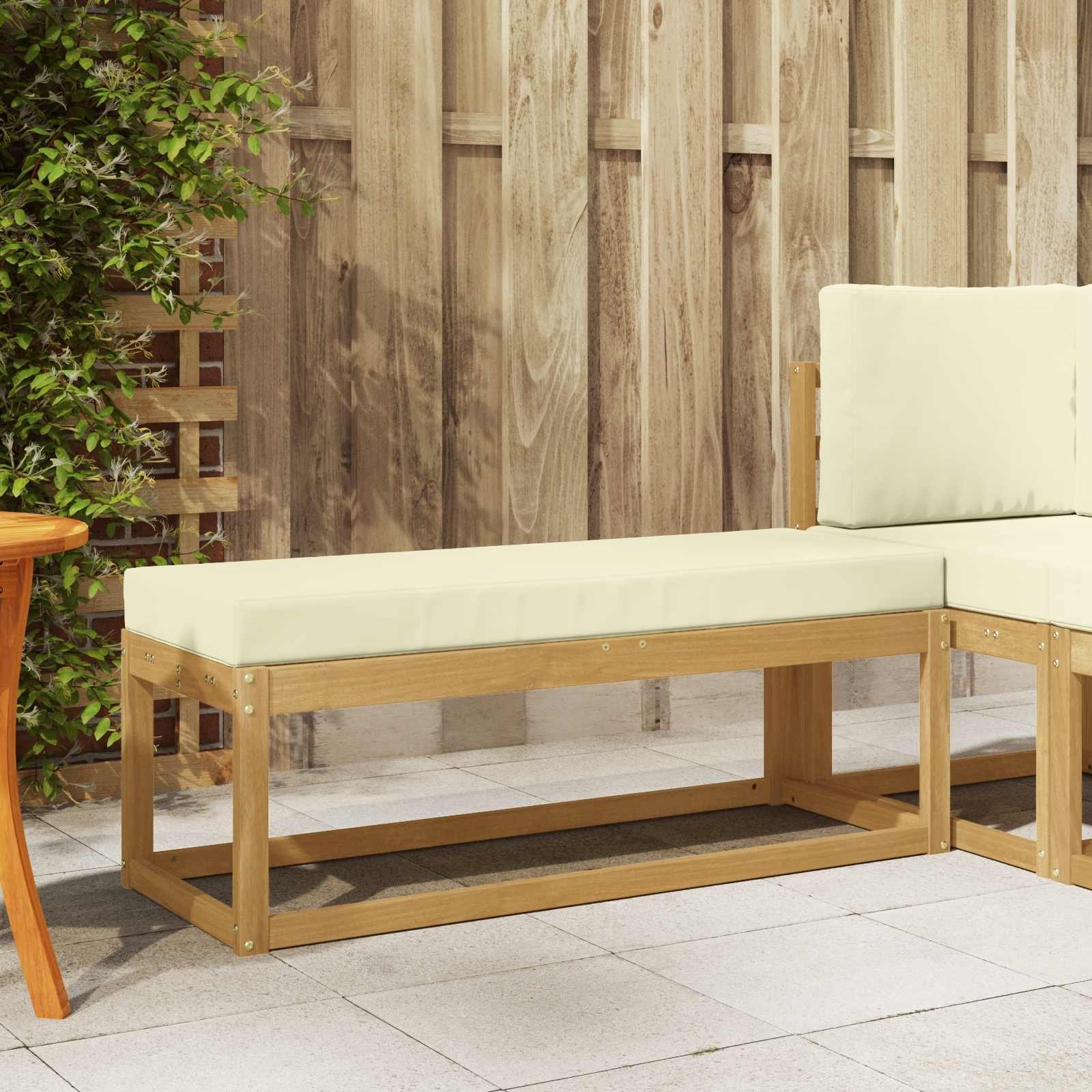vidaXL Stołek Ławka na Zewnątrz z poduszką Biały 115 x 43 x 45 cm