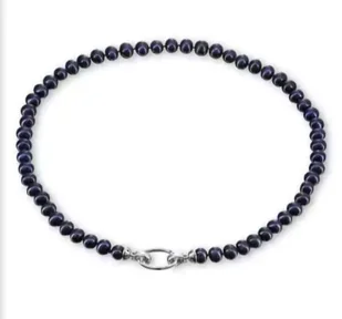 ankabizuteria.pl Naszyjnik z hodowlanych pereł czarnych Namido z owal - Naszyjniki - miniaturka - grafika 1