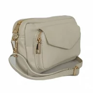 Torebki damskie - Urocza Włoska skórzana listonoszka Vera Pelle , pojemna złote okucia  Jasny Beż MCZ45T - miniaturka - grafika 1