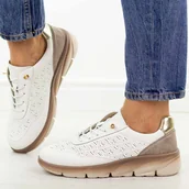 Półbuty damskie - Białe skórzane półbuty damskie Sergio Leone Sp002 - miniaturka - grafika 1