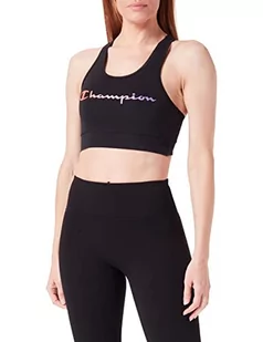 Champion Damski biustonosz sportowy C-Sport szybkoschnący dwukolorowy z logo, Czarny, L - Biustonosze - miniaturka - grafika 1