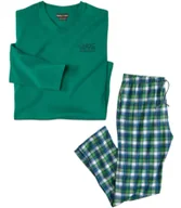 Piżamy męskie - Zielona, bawełniana piżama w kratę Mężczyzna Atlas For Men - Kolor : Zielony - Rozmiar : 4XL - miniaturka - grafika 1