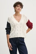 Swetry damskie - Pepe Jeans sweter HADA V-NECK damski kolor beżowy  PL702209 - miniaturka - grafika 1