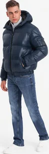 Kurtka męska Ombre Ciepła kurtka męska puffer ze ściągaczami granatowa V2 OM-JAHP-0207 L - Kurtki męskie - miniaturka - grafika 1