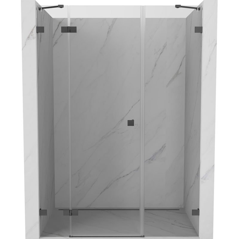 Mexen Lunar drzwi prysznicowe uchylne lewe 160 cm, transparent, gun gray szczotkowany - 834S-160-050-66-00-L