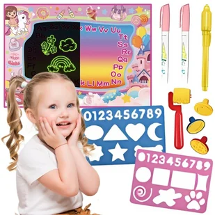 WOOPIE Mata Wodna do Malowania 2w1 XXL 100x70cm Świeci w Ciemności - Maty edukacyjne - miniaturka - grafika 1