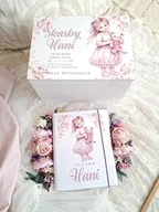 Pamiątka Chrztu Świętego - ZESTAW DZIEWCZYNKA z metryczką, kuferek i teczka, prezent na chrzest, roczek - miniaturka - grafika 1