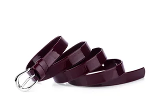 Pasek damski klasyczny bordowy lakier 2 cm - Paski - miniaturka - grafika 1