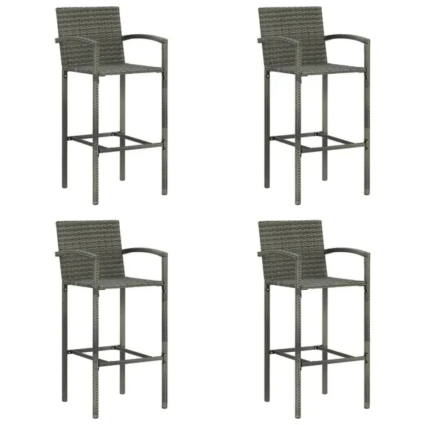 Modny komplet 4 stołków barowych szary rattan PE 52 x 56 x 118 cm