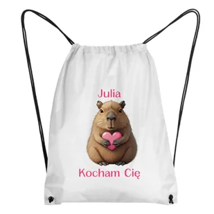 Worek Kapibara z sercem z imieniem na walentynki na dzień kobiet rocznica - Plecaki worki Worek Kapibara z sercem z imieniem na walentynki na dzień kobiet rocznica - Plecaki worki - miniaturka - grafika 1
