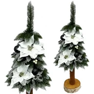 Choinki - Choinka sztuczna na pniu ośnieżona choinka udekorowana z ozdobami 110cm - miniaturka - grafika 1