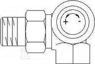 Akcesoria grzewcze - Zawór termostatyczny typu AV9 DN15 - 1/2, kolanowo-kątowy prawostronny, z nastawą wstępną - miniaturka - grafika 1