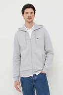 Bluzy męskie - Lacoste bluza męska kolor szary z kapturem gładka - miniaturka - grafika 1