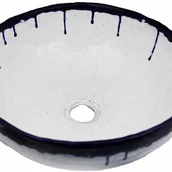 Umywalki - Ręcznie wykonana umywalka ceramiczna Alicja – Okrągła, dekoracyjna umywalka nablatowa 39 x 14 cm Ekskluzywna umywalka łazienkowa - miniaturka - grafika 1