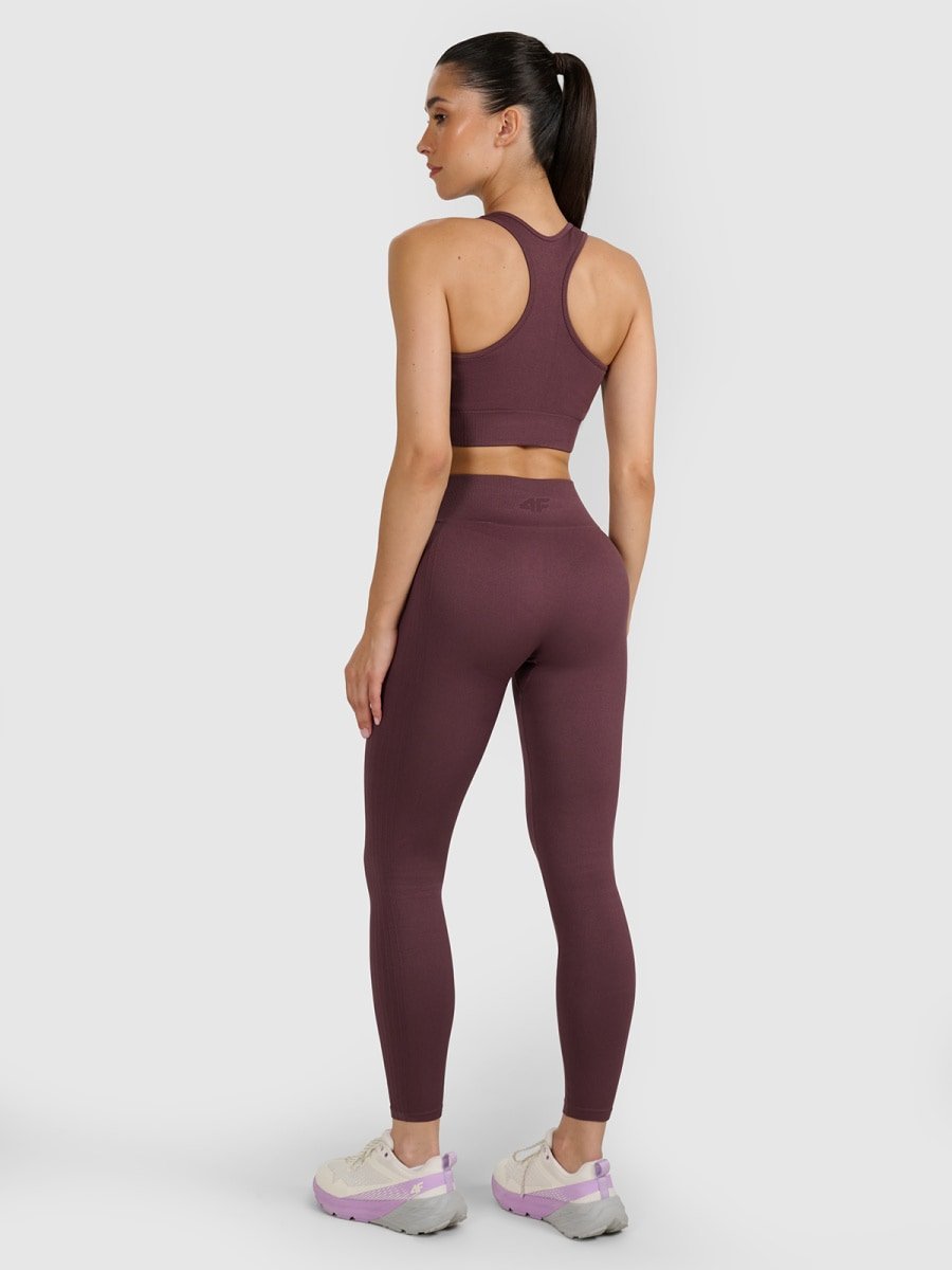 Legginsy treningowe bezszwowe damskie 4F 4FWAW25TFTIF359-81S Brązowy M/L