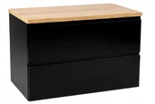 Szafki łazienkowe - Szafka łazienkowa 80 cm wisząca czarny połysk z blatem Modus - miniaturka - grafika 1