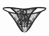 Majtki damskie - Stringi koronkowe z rozcięciem perełki - S/M - miniaturka - grafika 1