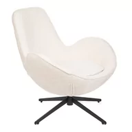 Fotele - Fotel LUNAIRE obrotowy w tkaninie TEDDY BOUCLÉ beżowy 86x76x87 cm HOMLA - miniaturka - grafika 1