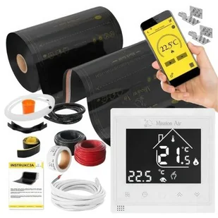 Folia grzewcza pod panele MISSION AIR MAL-160 W/m2 Black Gold 12m2 (24m x 50cm) + regulator Libra Biały Wi-Fi | Bezpłatny transport - Ogrzewanie podłogowe - miniaturka - grafika 1