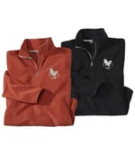 Bluzy męskie - Zestaw 2 bluz z moltonu Mężczyzna Atlas For Men - Kolor : Pomarańczowy - Rozmiar : L - miniaturka - grafika 1