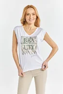 Koszulki i topy damskie - Wiskozowy T-shirt damski - Monnari - miniaturka - grafika 1