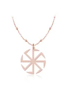 Naszyjniki - Srebrny naszyjnik Słowiański Kołowrót Swarga Swarożyca Swarzyca II rose gold - miniaturka - grafika 1