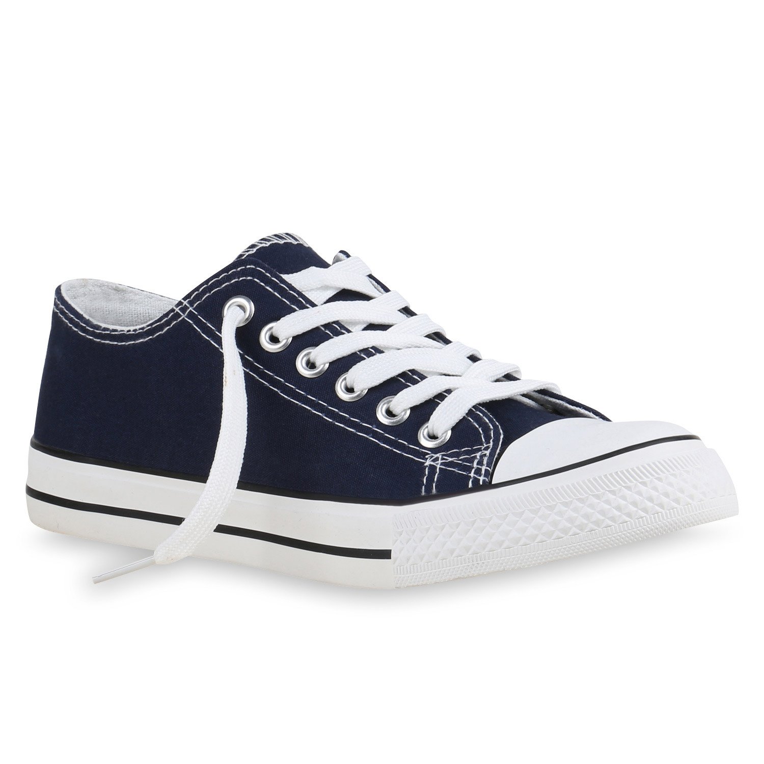 Mytrendshoe Damskie Trampki Buty Sportowe Casual Sznurowane Buty Materiałowe 816406, Kolor: Granatowy, Rozmiar: 38