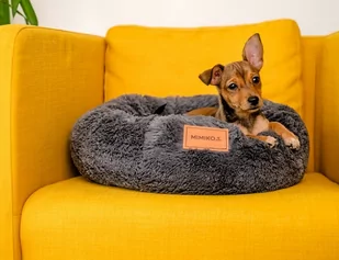 MIMIKO Pets Legowisko Shaggy okrągłe M 45cm grafitowe - Legowiska dla psów - miniaturka - grafika 2