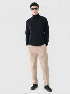 Męskie spodnie casual tkaninowe Outhorn OTHWAW24TTROM1075 - beżowe - Spodnie męskie - miniaturka - grafika 1