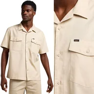 Koszule męskie - Lee SS CHETOPA SHIRT Stone LUŹNA BEŻOWA KOSZULA KRÓTKI RĘKAW RELAXED FIT M - miniaturka - grafika 1