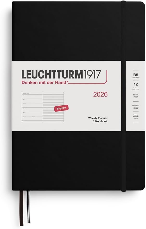 KALENDARZ TYGODNIOWY Z NOTATNIKIEM LEUCHTTURM1917 COMPOSITION (B5) 2026 CZARNY
