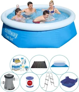 Basen wraz z akcesoriami - Bestway Fast Set 244x66 cm okrągły - Baseny ogrodowe - miniaturka - grafika 1