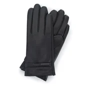 Rękawiczki - Damskie rękawiczki ze skóry z paskiem - miniaturka - grafika 1