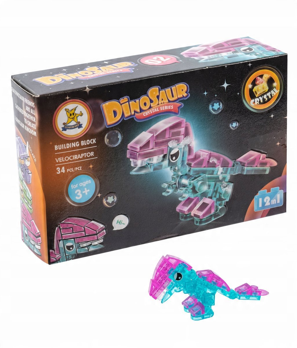Klocki Konstrukcyjne Crystal Dinozaury Różne Łatwe Do Składania