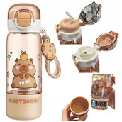 Kubki dla dzieci - BUTELKA na wodę KAPIBARA z blokadą MIĘKKA SŁOMKA ustnik KUBEK 510ml BIDON - miniaturka - grafika 1