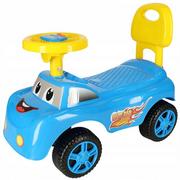 Jeździki dla dzieci - ﻿Jeździk pchacz samochodzik uśmiechnięty z klaksonem niebieski - miniaturka - grafika 1