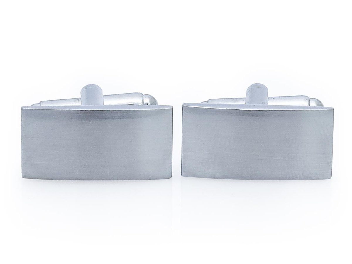 Srebrne prostokątne spinki do mankietów N148