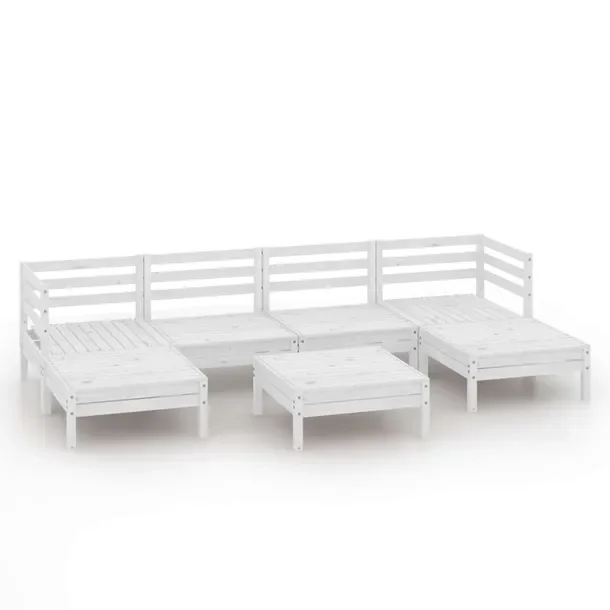 Zestaw Wypoczynkowy Patio 7-elementowy, Drewno Sosnowe, Biały