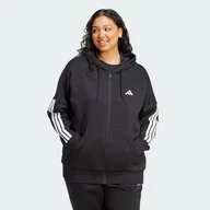 Bluzy sportowe damskie - Bluza Essentials 3-Stripes Full-Zip Fleece Hoodie (Plus Size) - miniaturka - grafika 1
