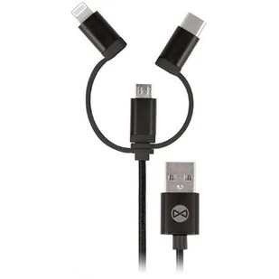 FOREVER FOREVER USB micro-USB/Lightning/USB-C 1M czarny - Kable USB - miniaturka - grafika 1