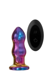 Korki analne - Dream Toys Glamour Glass Remote Vibe Curved Plug - grafika 1