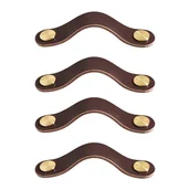 Zawiasy, okucia i inne akcesoria - Uchwyt meblowy skórzany, uchwyt do drzwiczek szafki, uchwyt do mebli w stylu vintage, 4 sztuki (ciemnobrązowy, 128 mm) - miniaturka - grafika 1
