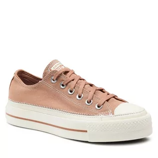 Trampki damskie - Trampki Converse Chuck Taylor All Star Lift A05249C Taupe/Red - grafika 1